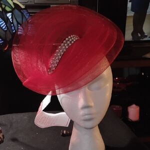 Elegant Red Fascinator Hat